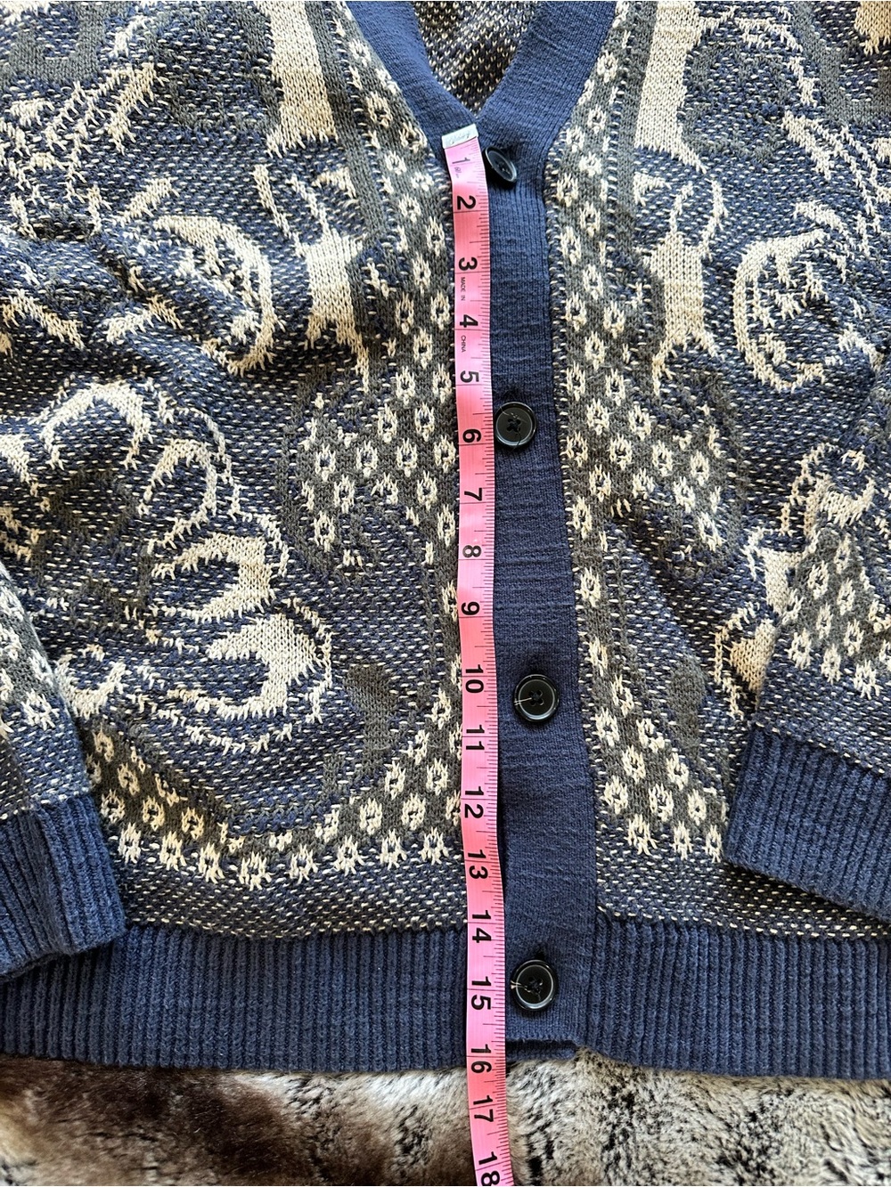 Abercrombie Soft Knit Button-Front Cardigan in Navy & Cream - Picture 5 of 12
